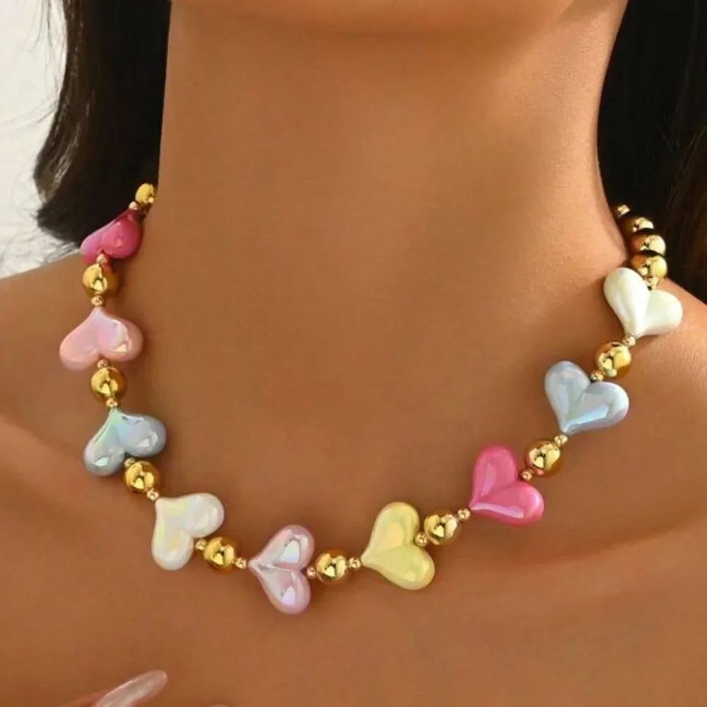 Multicolor Heart Necklace N1004